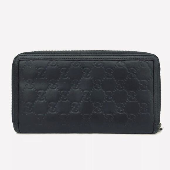 Authentic GUCCI Ssima GG Logo Leather Zip Around Organizer Long Wallet Gray - Picture 4 of 8